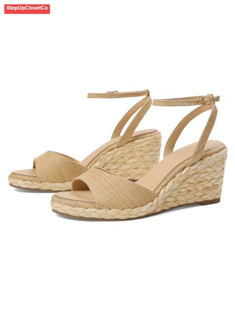 Raffia Espadrille Platform Wedge Sandals Ankle Strap Open Toe Summer Comfort 3